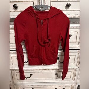 SHEIN Deep Red Maroon Zip-Up Hoodie XS